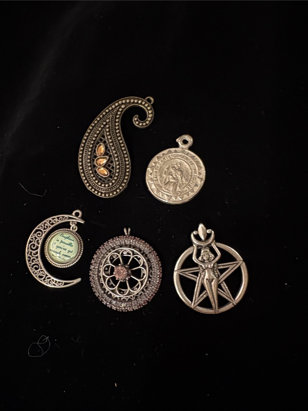 Vintage-Inspired Silver Pendant Charm Collection - Silver Accents 5
